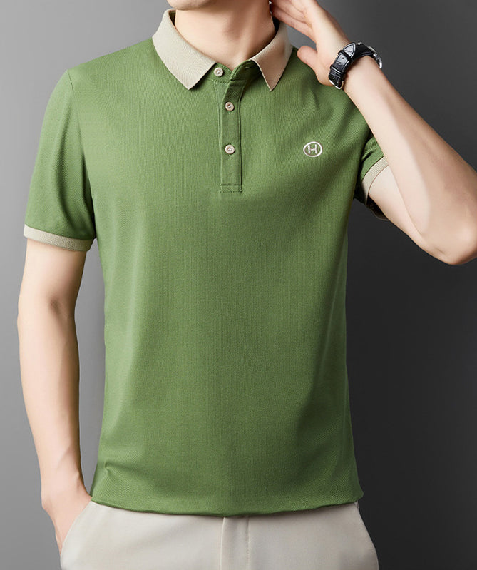 Men Polo Collar Raw Edge T-shirt