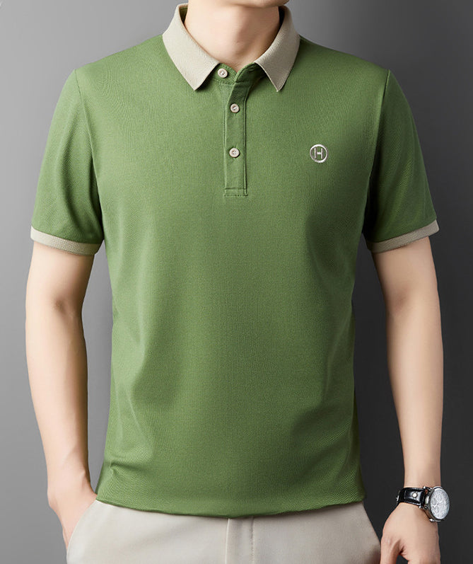 Men Polo Collar Raw Edge T-shirt