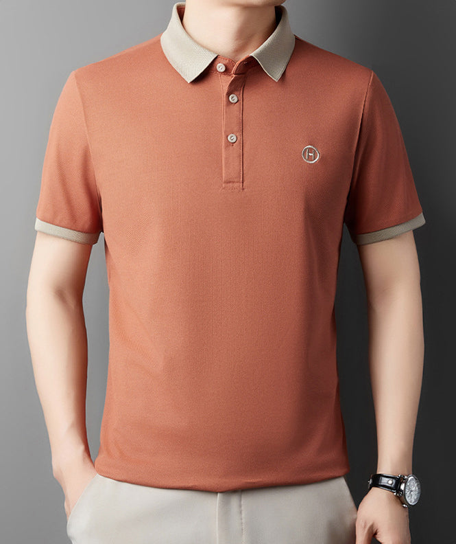 Men Polo Collar Raw Edge T-shirt
