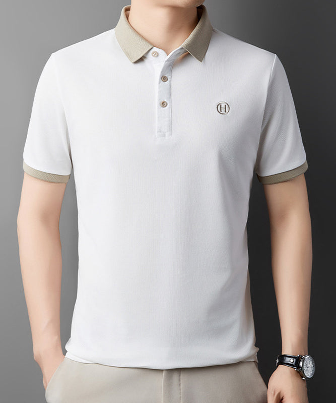 Men Polo Collar Raw Edge T-shirt