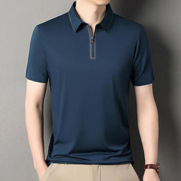 Men Polo Collar Raw Edge T-shirt