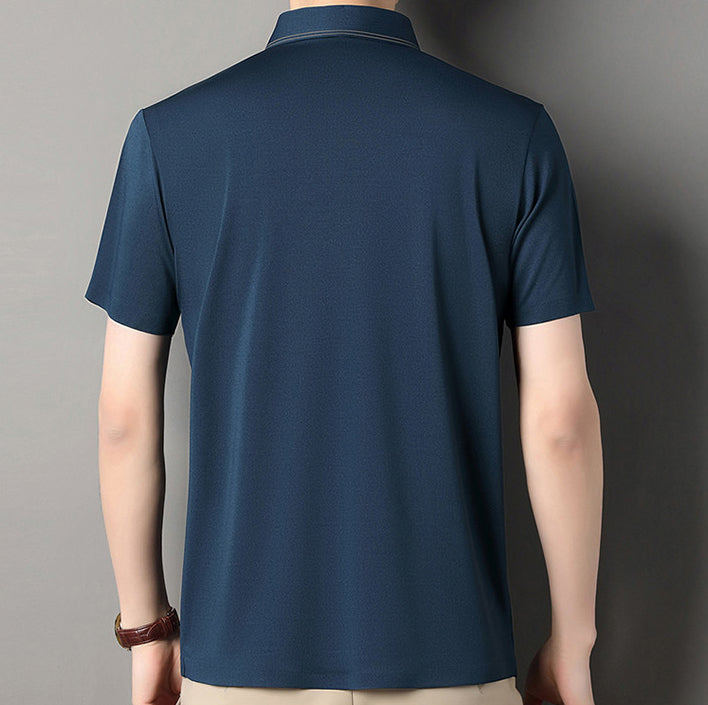 Men Polo Collar Raw Edge T-shirt
