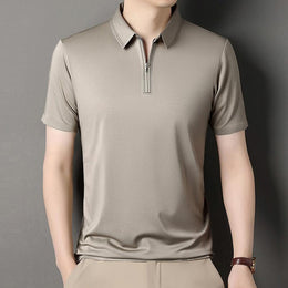 Men Polo Collar Raw Edge T-shirt