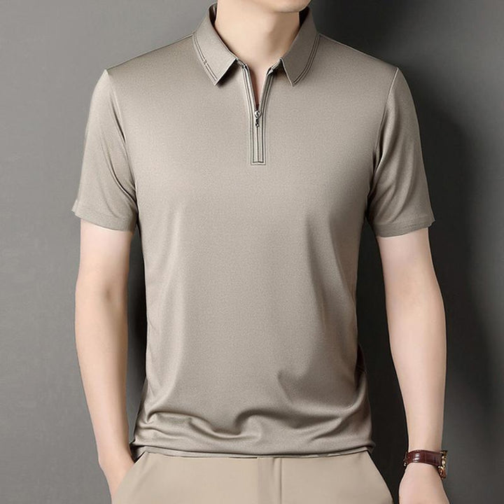 Men Polo Collar Raw Edge T-shirt