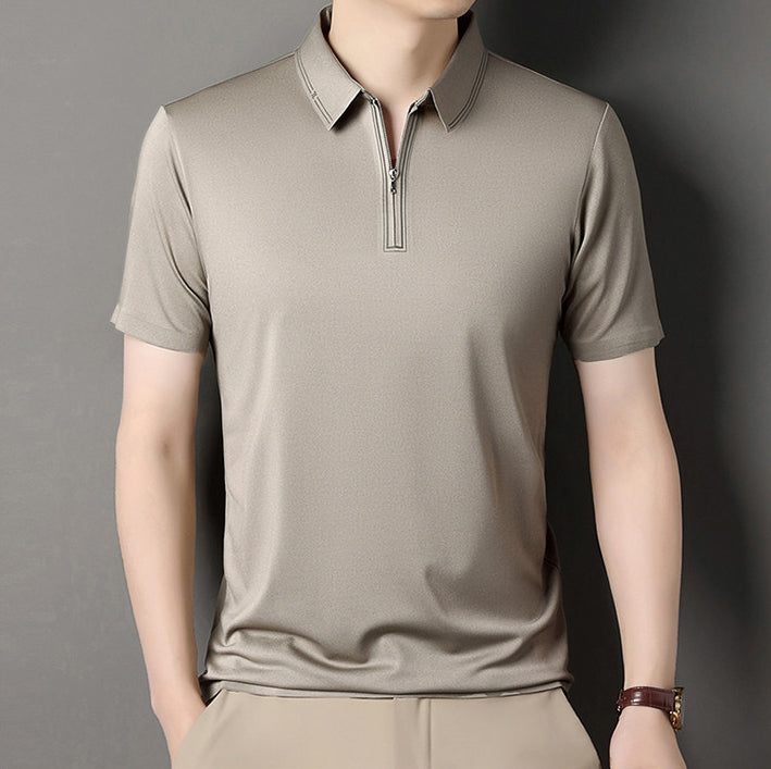 Men Polo Collar Raw Edge T-shirt