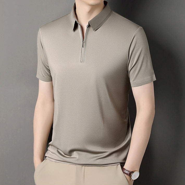 Men Polo Collar Raw Edge T-shirt