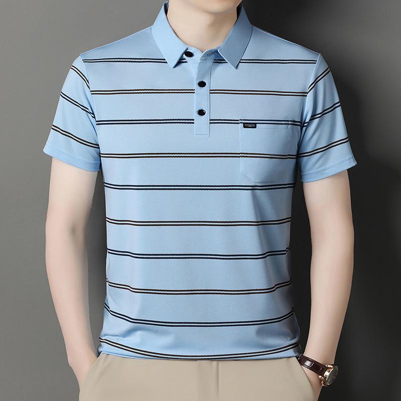 Striped Printed Polo Collar Regular Fit T-shirt
