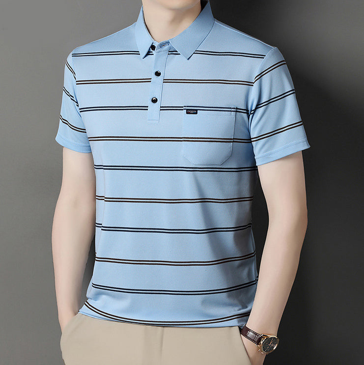 Striped Printed Polo Collar Regular Fit T-shirt