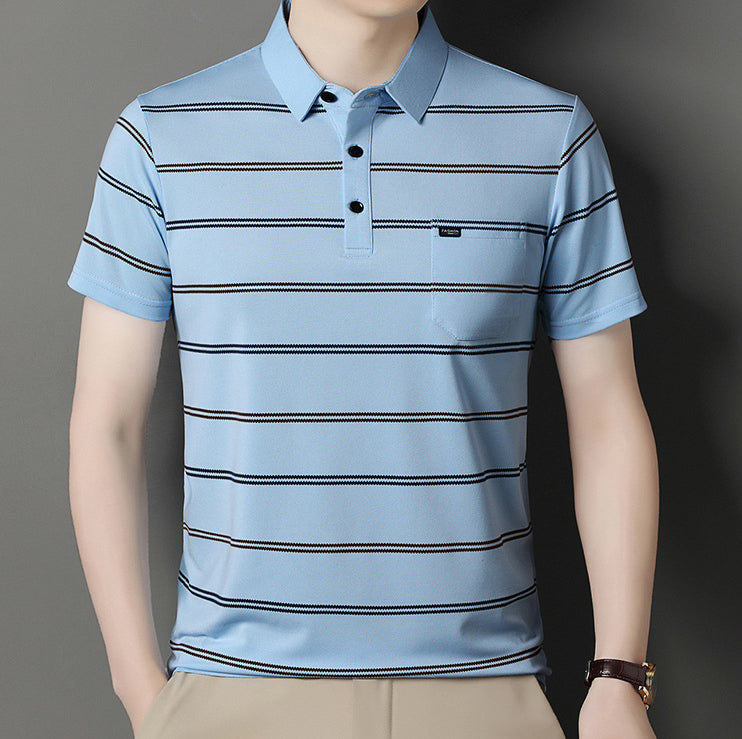 Striped Printed Polo Collar Regular Fit T-shirt