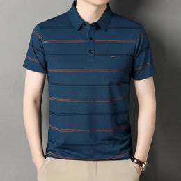 Striped Printed Polo Collar Regular Fit T-shirt