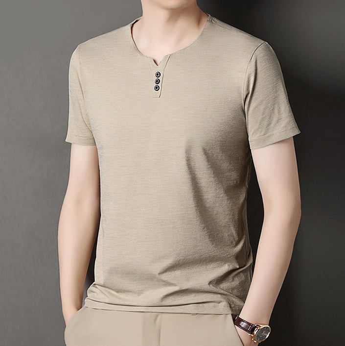 Men Round Neck Raw Edge T-shirt