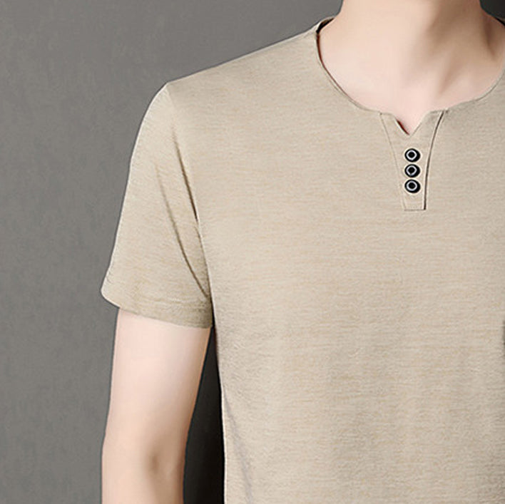 Men Round Neck Raw Edge T-shirt