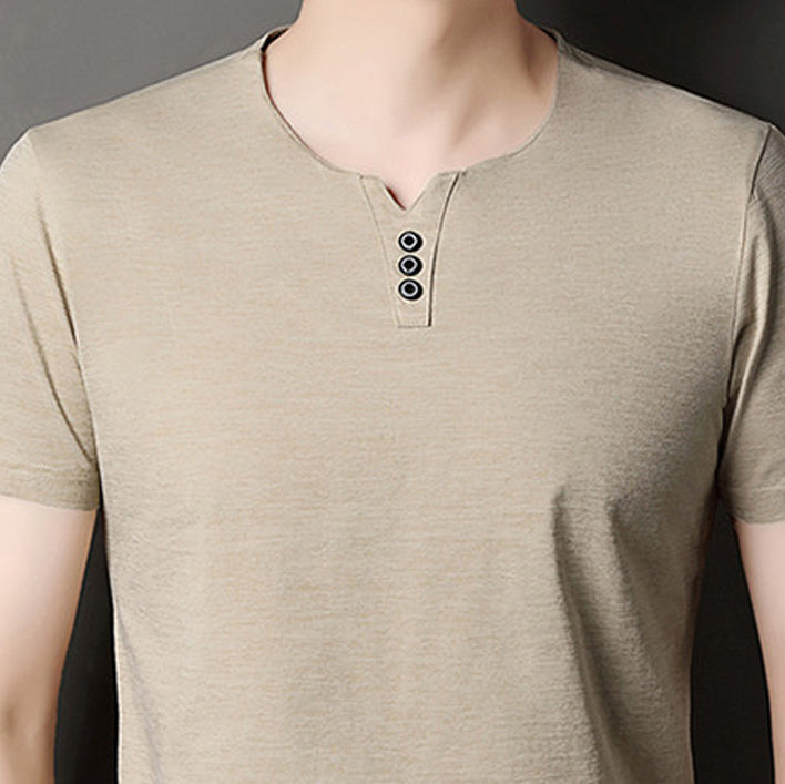 Men Round Neck Raw Edge T-shirt