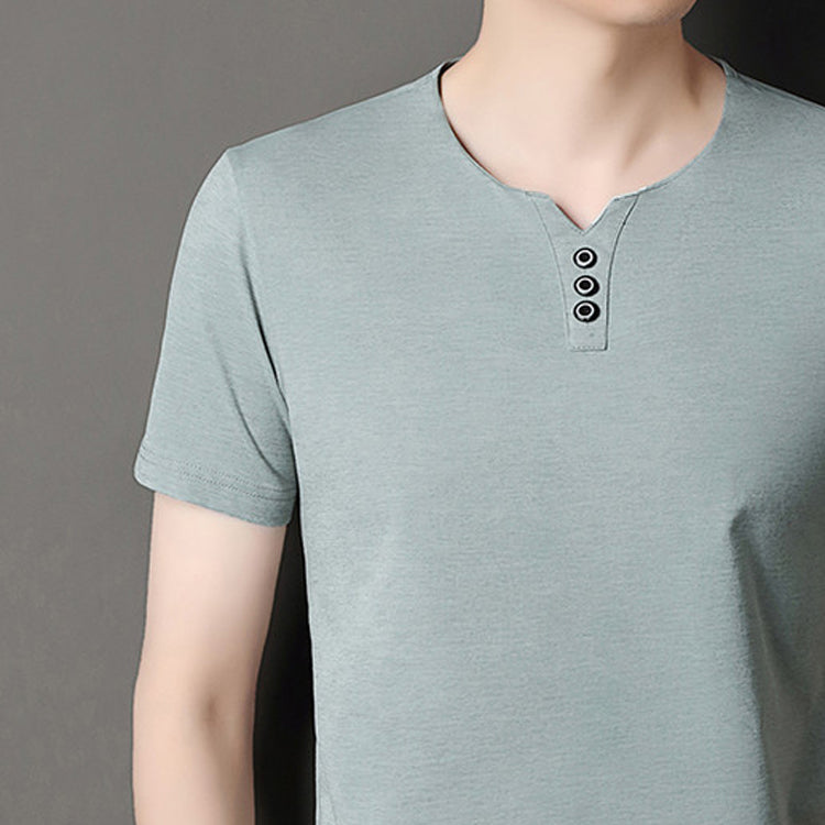Men V-Neck Raw Edge T-shirt