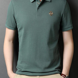 Men Polo Collar Raw Edge T-shirt