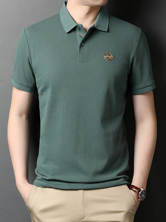 Men Polo Collar Raw Edge T-shirt