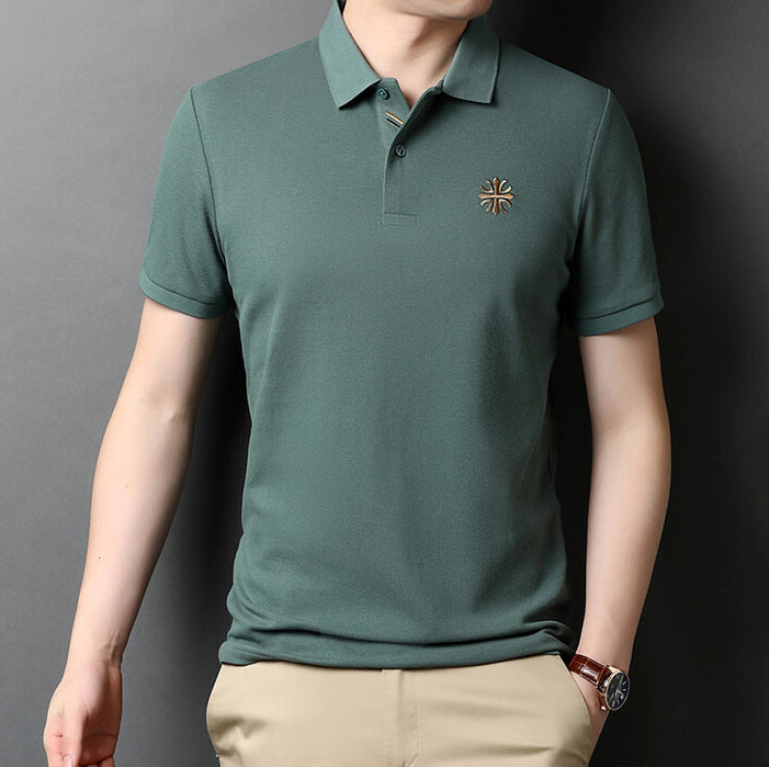 Men Polo Collar Raw Edge T-shirt