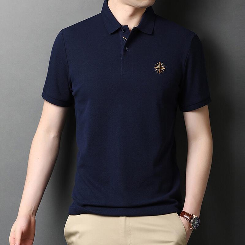 Men Polo Collar Raw Edge T-shirt