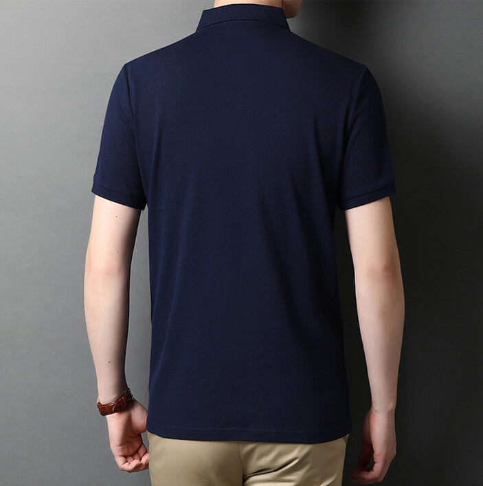 Men Polo Collar Raw Edge T-shirt