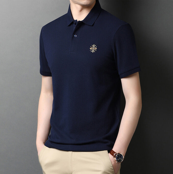Men Polo Collar Raw Edge T-shirt