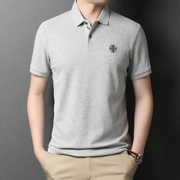 Men Polo Collar Raw Edge T-shirt