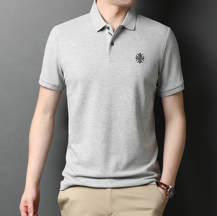 Men Polo Collar Raw Edge T-shirt