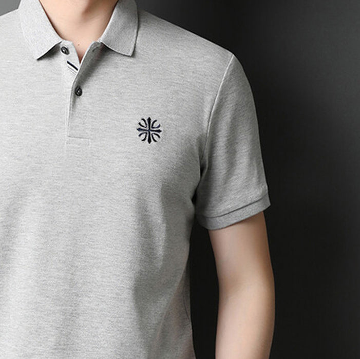 Men Polo Collar Raw Edge T-shirt