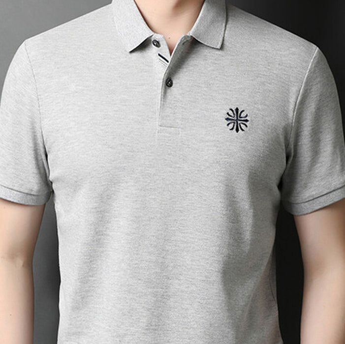 Men Polo Collar Raw Edge T-shirt