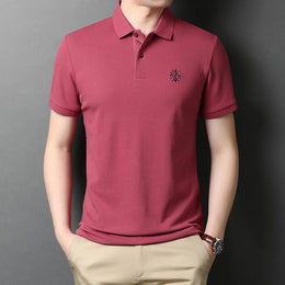 Men Polo Collar Raw Edge T-shirt