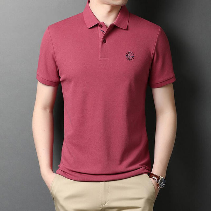Men Polo Collar Raw Edge T-shirt