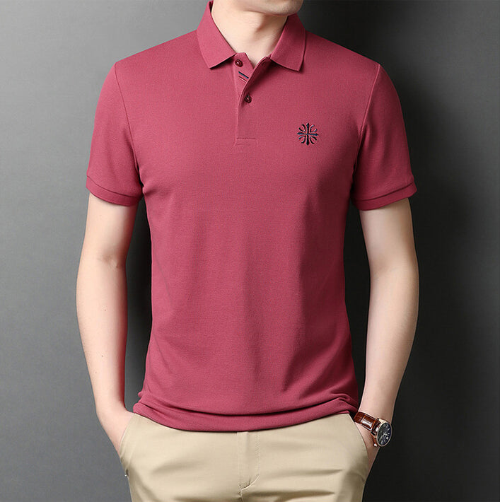 Men Polo Collar Raw Edge T-shirt