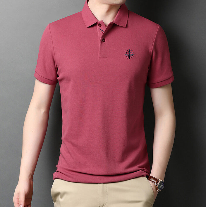 Men Polo Collar Raw Edge T-shirt