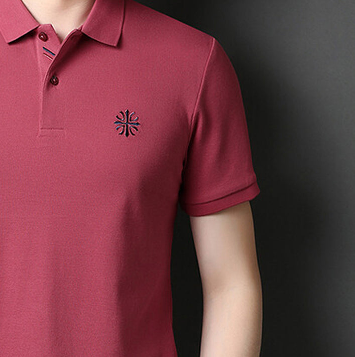 Men Polo Collar Raw Edge T-shirt