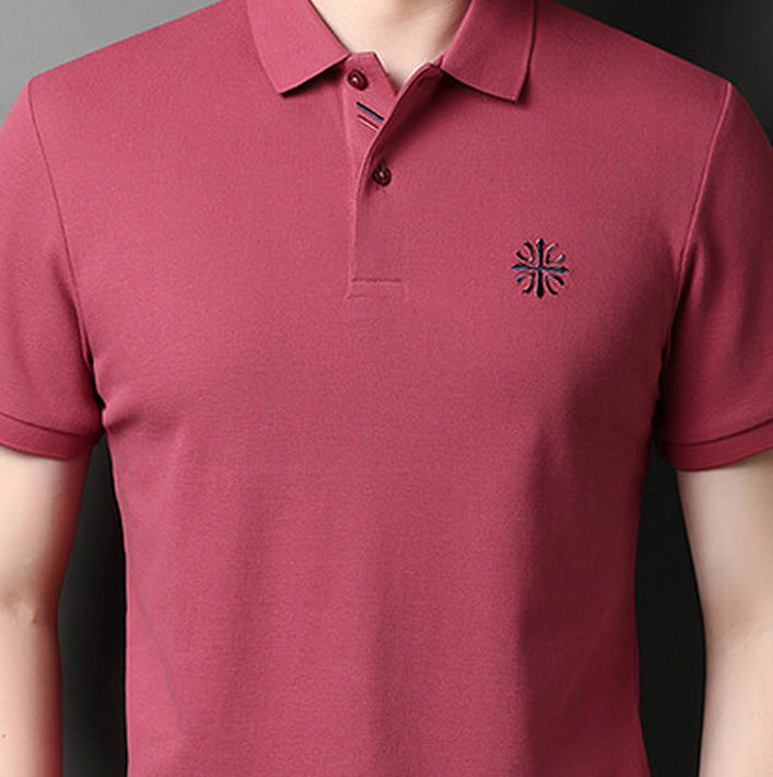 Men Polo Collar Raw Edge T-shirt