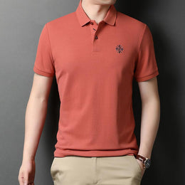 Men Polo Collar Raw Edge T-shirt