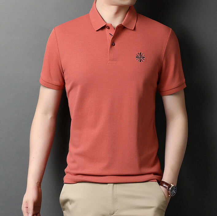 Men Polo Collar Raw Edge T-shirt