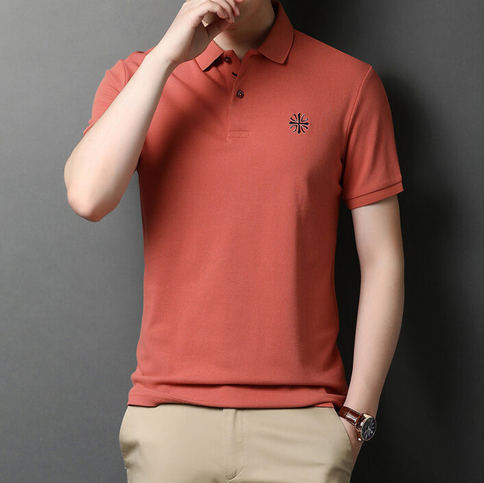 Men Polo Collar Raw Edge T-shirt