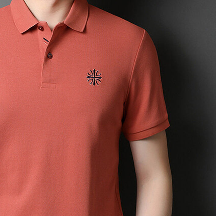 Men Polo Collar Raw Edge T-shirt