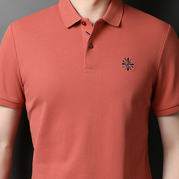 Men Polo Collar Raw Edge T-shirt