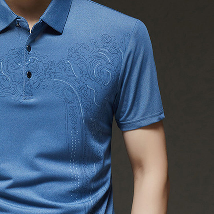 Men Self Design Slim Fit Polo Collar T-shirt