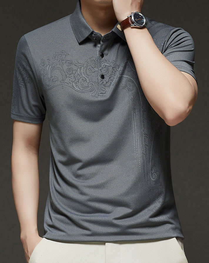 Men Printed Regular Fit Polo Collar T-shirt