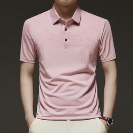 Abstract Printed Polo Collar T-Shirt