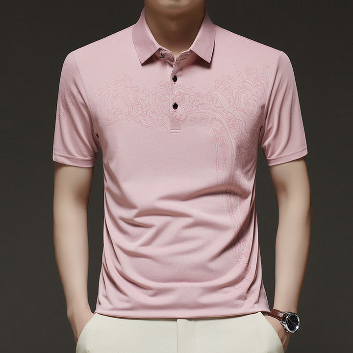 Abstract Printed Polo Collar T-Shirt