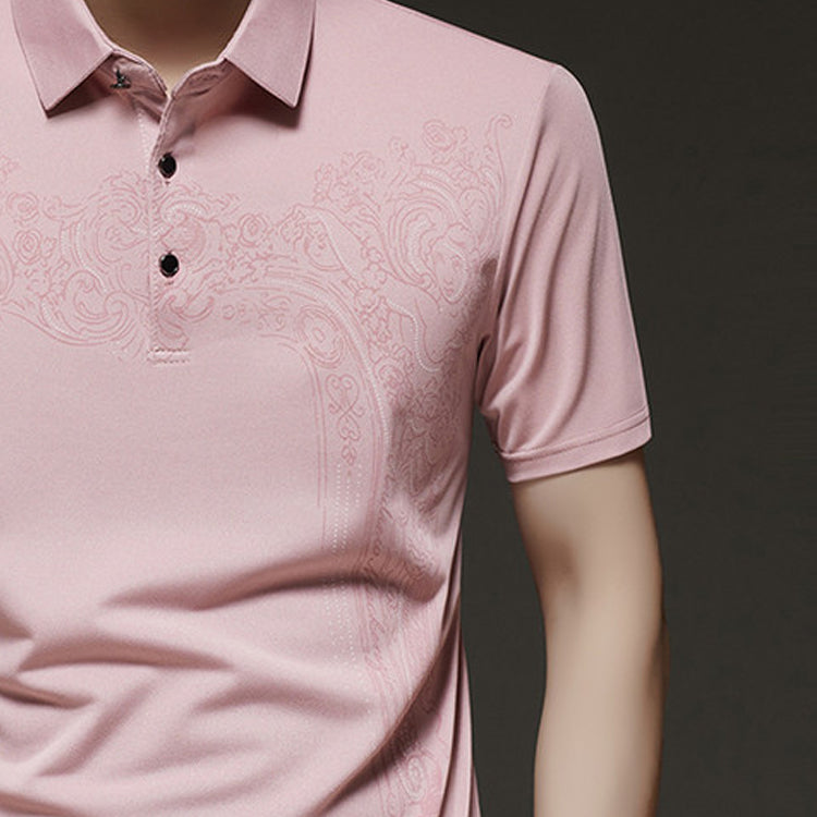 Abstract Printed Polo Collar T-Shirt