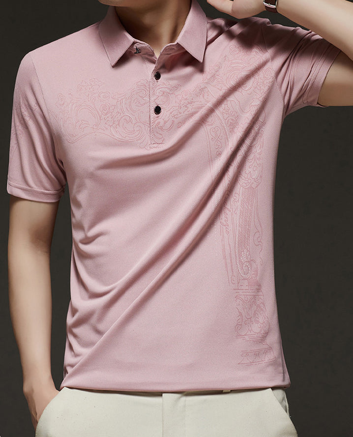 Abstract Printed Polo Collar T-Shirt