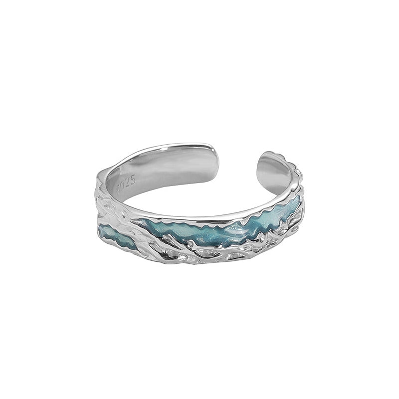 Men Silver-Plated Stones-Studded Adjustable Finger Ring