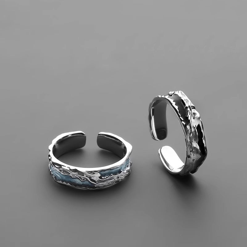 Men Silver-Plated Stones-Studded Adjustable Finger Ring