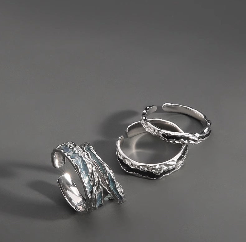 Men Silver-Plated Stones-Studded Adjustable Finger Ring