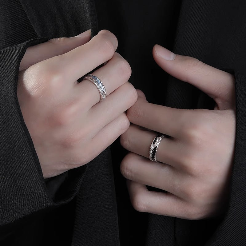 Men Silver-Plated Stones-Studded Adjustable Finger Ring