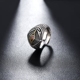 Silver-Plated Stone-Studded Adjustable Finger Ring